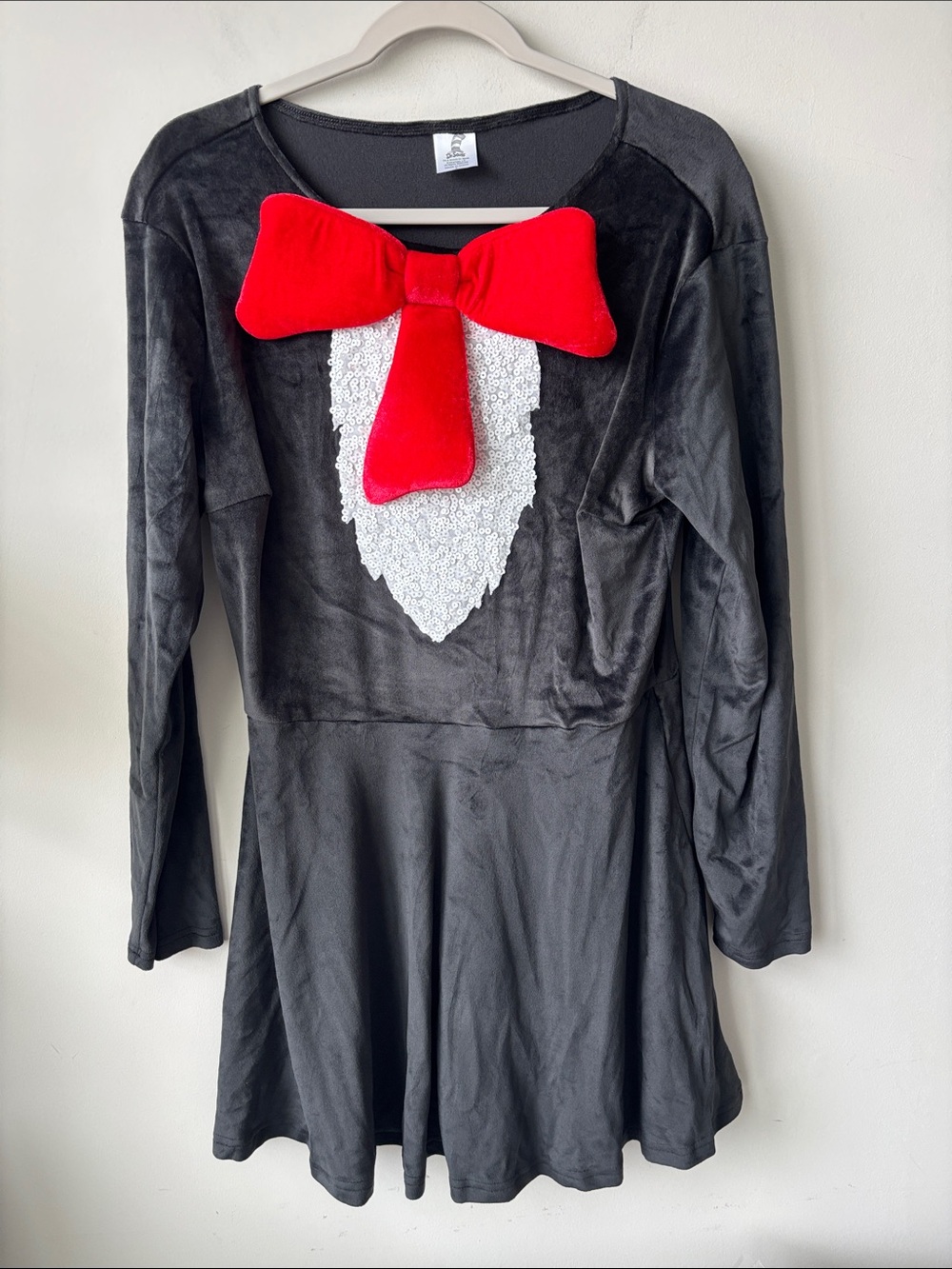 Dr. Seuss Cat in the Hat Costume Dress Black with Red & White Accents women Sz L